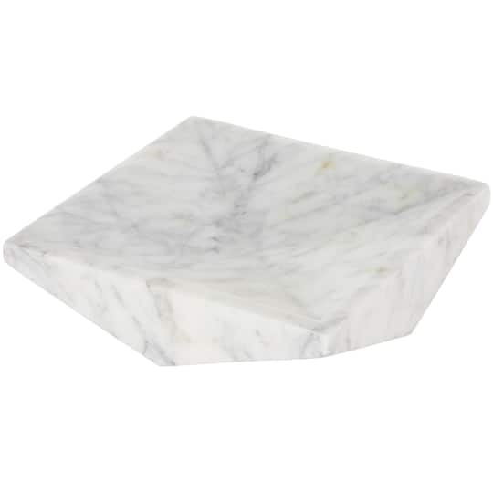 White Marble Geometric Square Tray